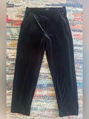 LOFT Black Velvet Pull-On Straight Pants